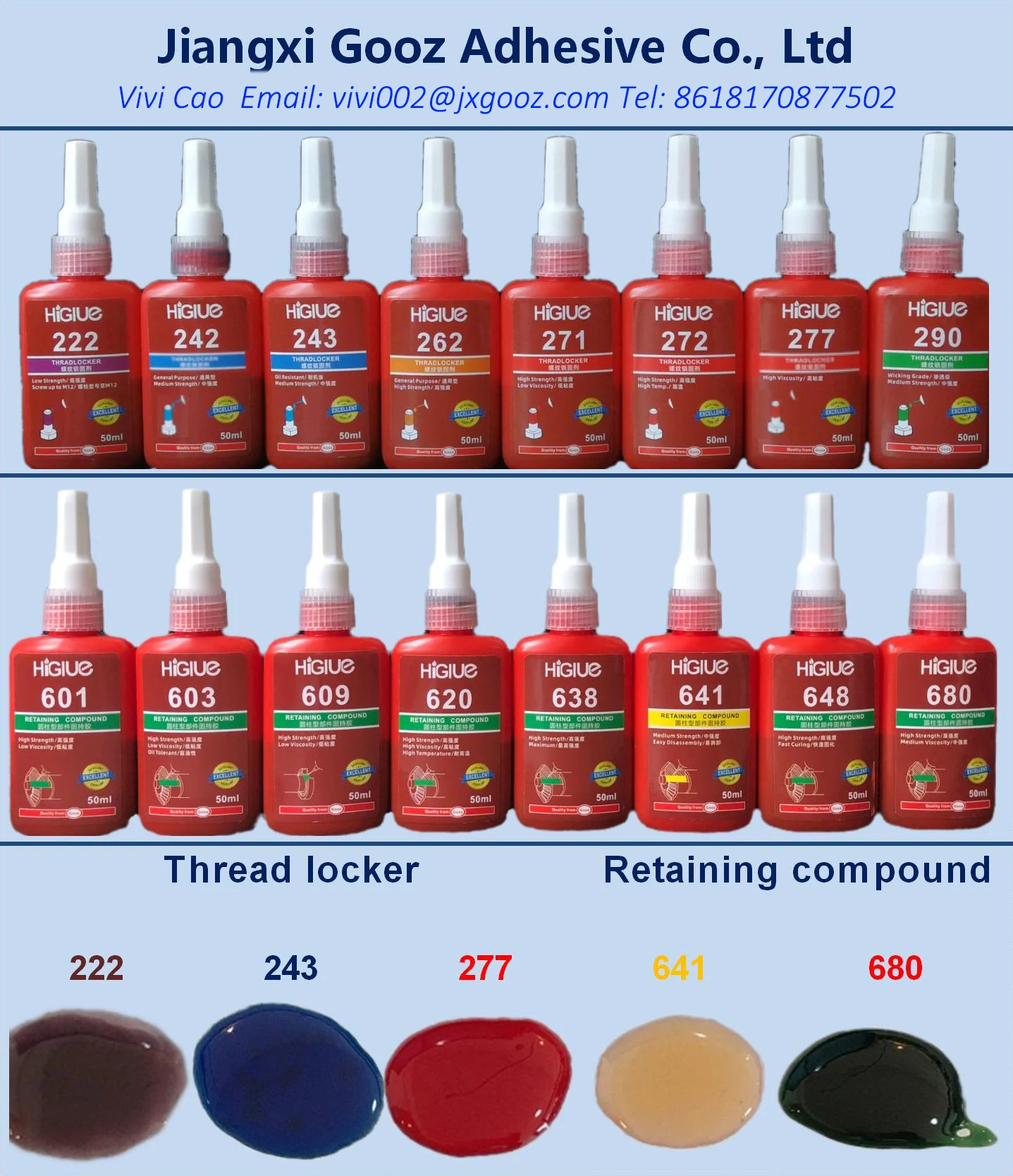 242 Acrylic Adhesive Glue Blue M6m20 Anaerobic Adhesive Thread Locker