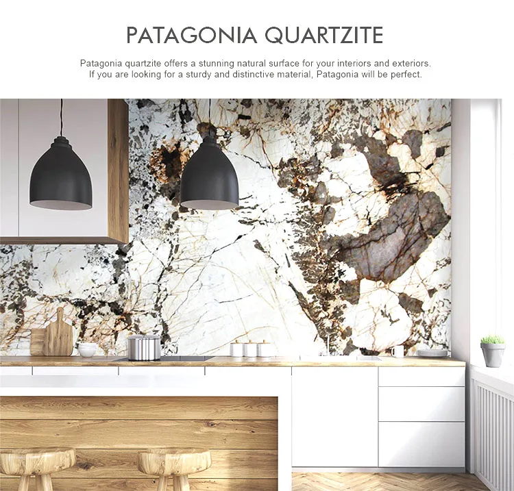 Luxury Brazil natural translucent beige and white granite patagonia quartzite slab