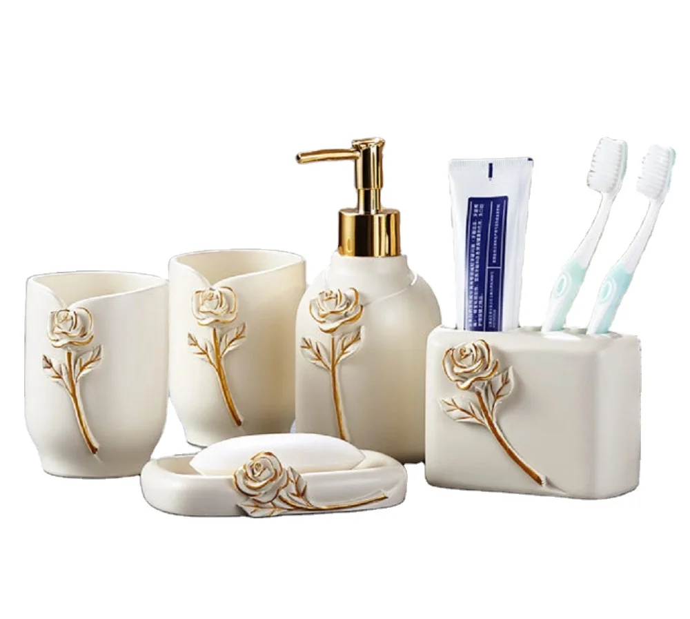 2020 Fashion resin gold Bathroom Accessories Set  for home and hotel