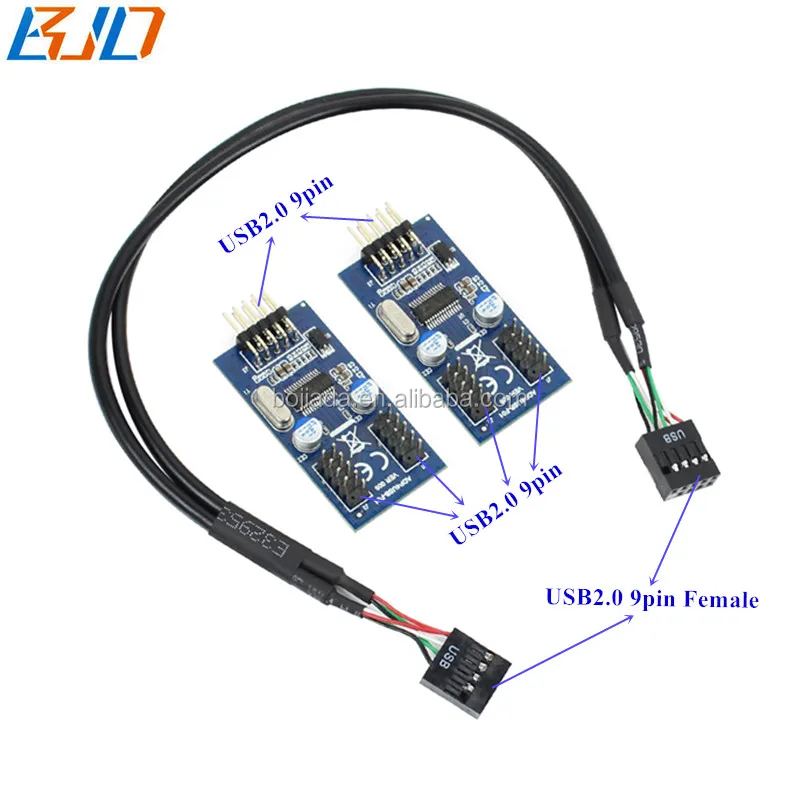 Cavo Adattatore USB 2.0 Maschio A 2 Porte Header Femmina 9 Pin – 20 Cm, Con Adesivo Per Fissaggio