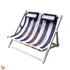 Beach Chair Folding Solid Wood Oxford Canvas Chair Portable Double Seats Wooden Lounge Chair