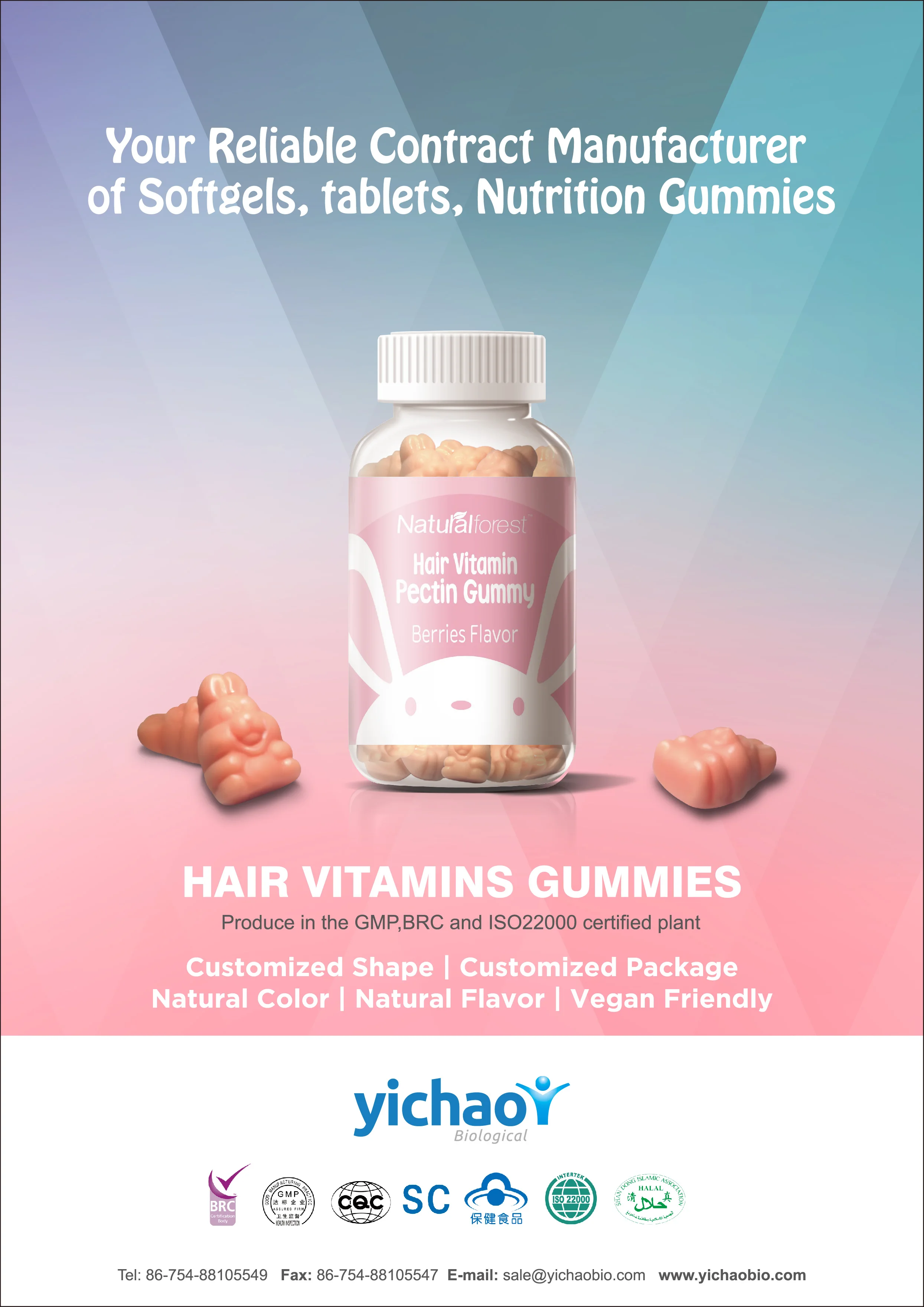 Hair Growth Gummies Pectin Hair Nail Skin With Biotin Vitamins Pectin