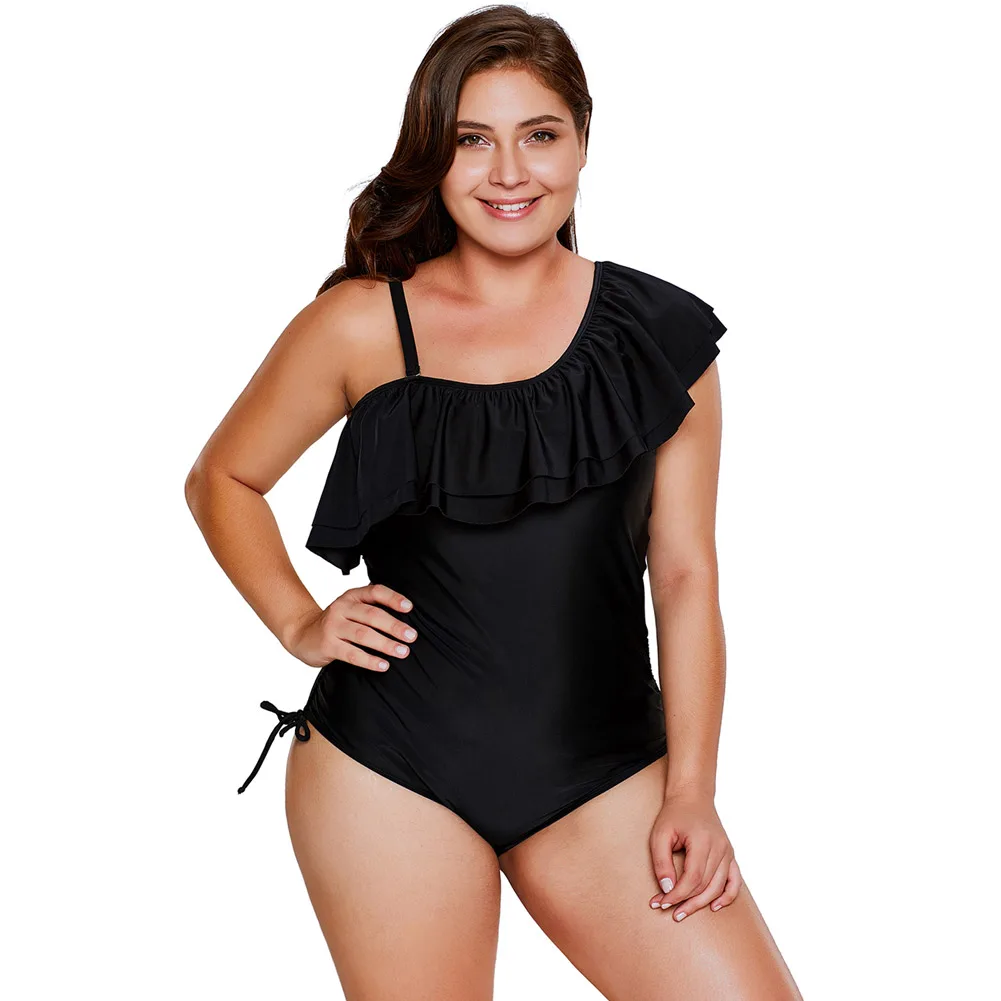 one shoulder frill swimsuit