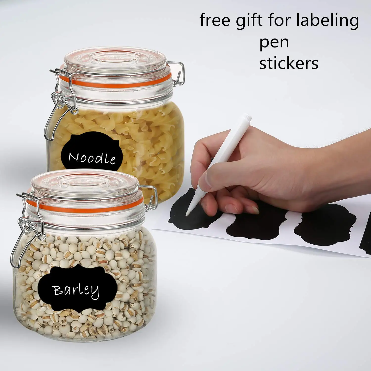 16oz Glass Jars With Airtight Lids And Leak Proof Rubber Gasket,Wide