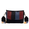 New Colour-Coloured PU Canvas Bucket Bag with Wide Stripe Strap Shoulder Bag