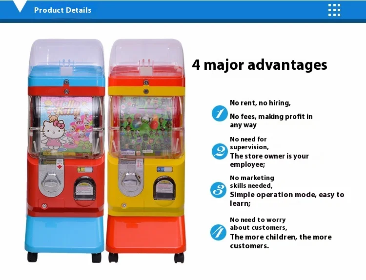 Manufacturer's Fully Automatic Single-Layer for Gashapon Coin-Operated Games 1-Year English Plastic Vending Machine for Children