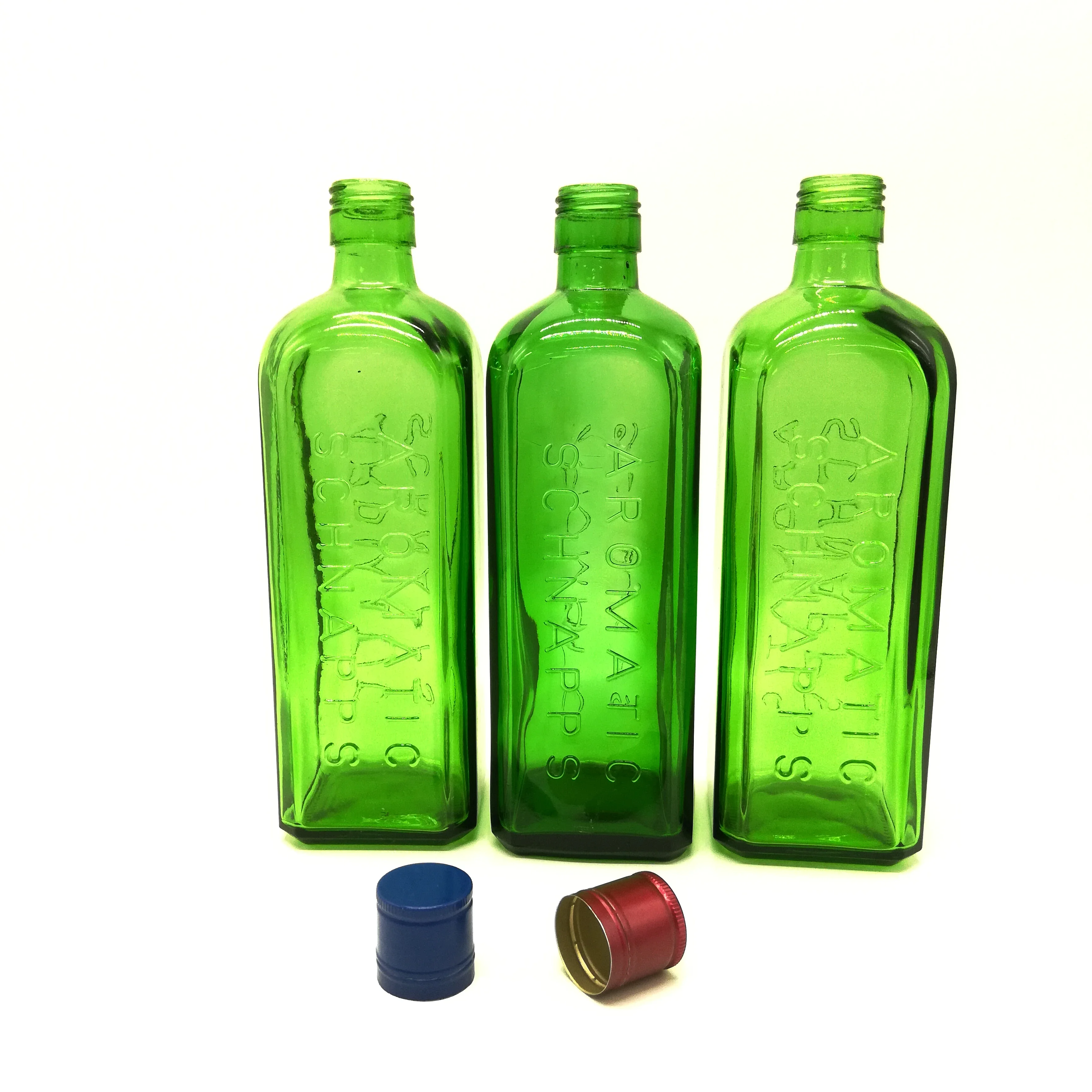 750ml green color square glass white spirit wine bottle sale