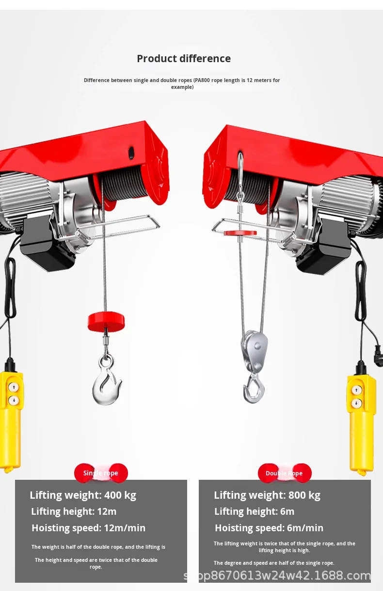 Hot Sale Electric Hoist 1t Small Household Grain Lifting Machine Wireless Remote Control Gantry Lifting Crane Cable Retail Mine