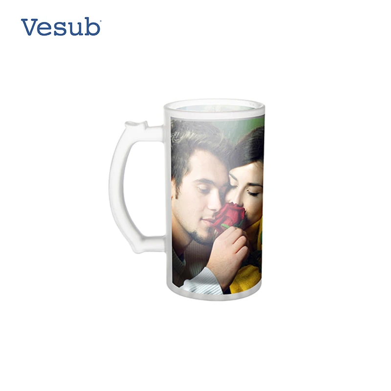 Wholesale High Quality 16oz Sublimation Customized Beer Mug Frosted Glass Beer Mug For Heating