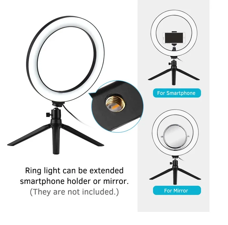 10 Inch Led Video Lamp Ring Light with Phone Holder 3000-5500K For Tiktok Makeup photography