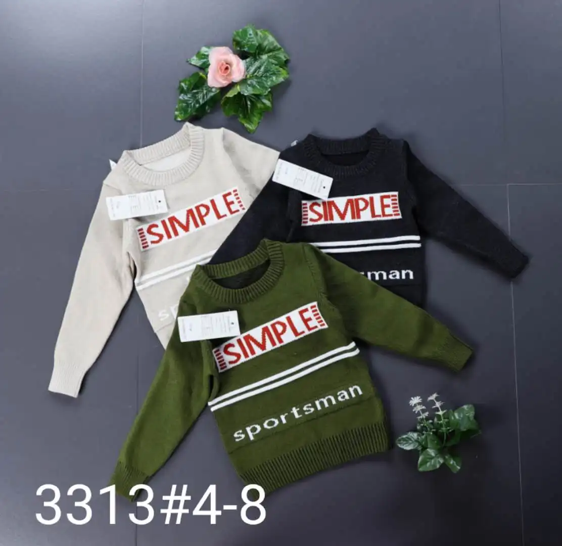 Wholesale Boys Sweater Design O-neck knitted handmade high quality cotton sweater for kids