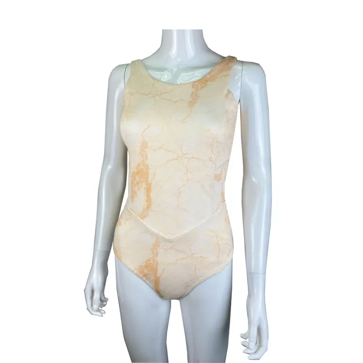 
Economical Crew Neck One Piece Style Slim Fit Custom Printed Sleeveless Double Layer Bodysuit 