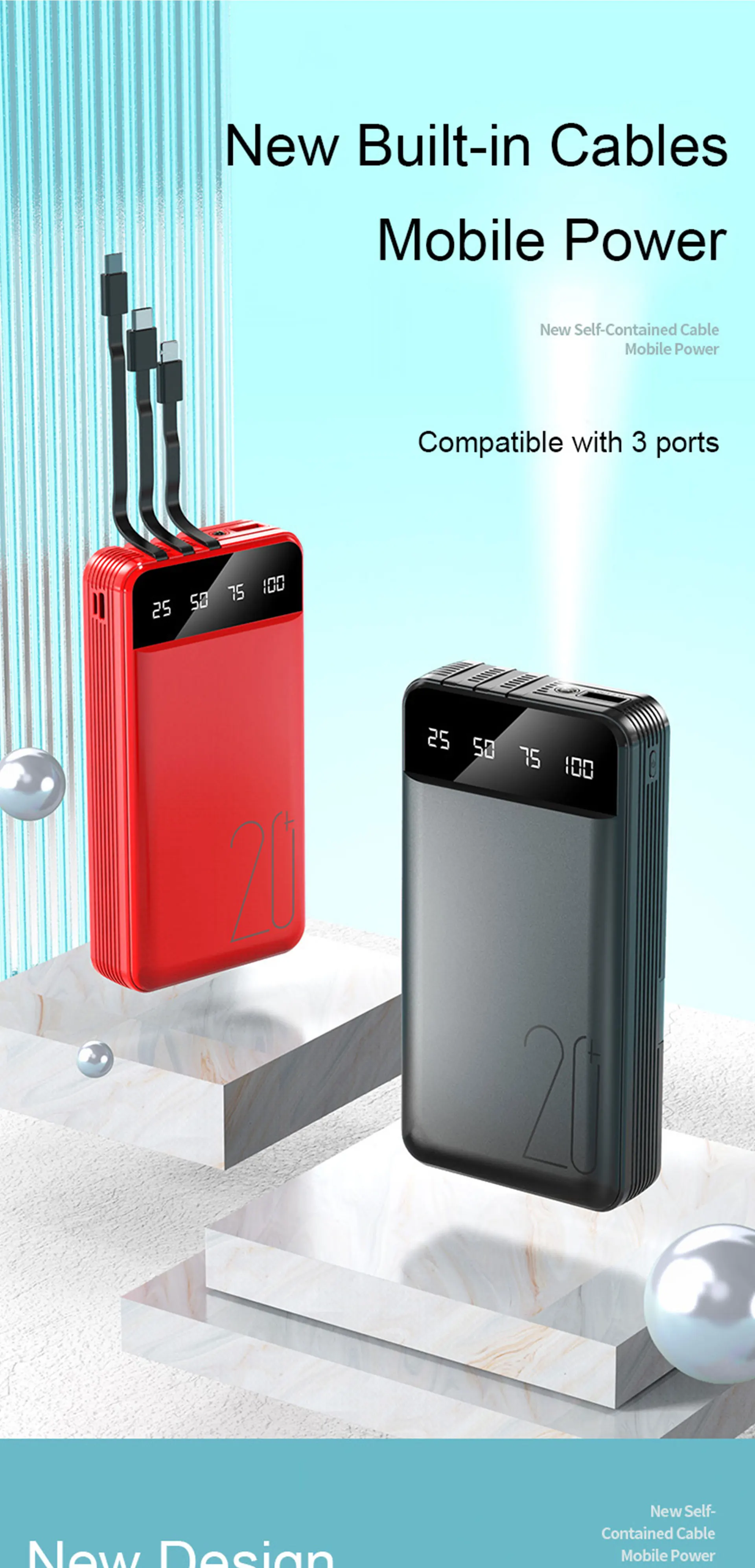 2020 New Factory hot sale fast charging power bank 20000mah emergency powerbank Type-C power banks backup with phone holder - ANKUX.COM