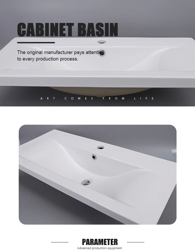 Long Thin Edge White Ceramic Hotel Modern Vanity Sink For Bathroom