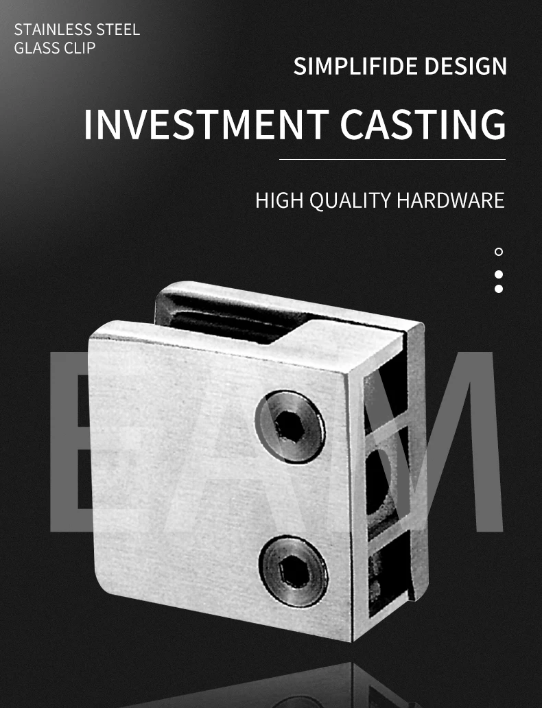 316 Stainless steel square glass clip High coupling clamping glass profile railing B004