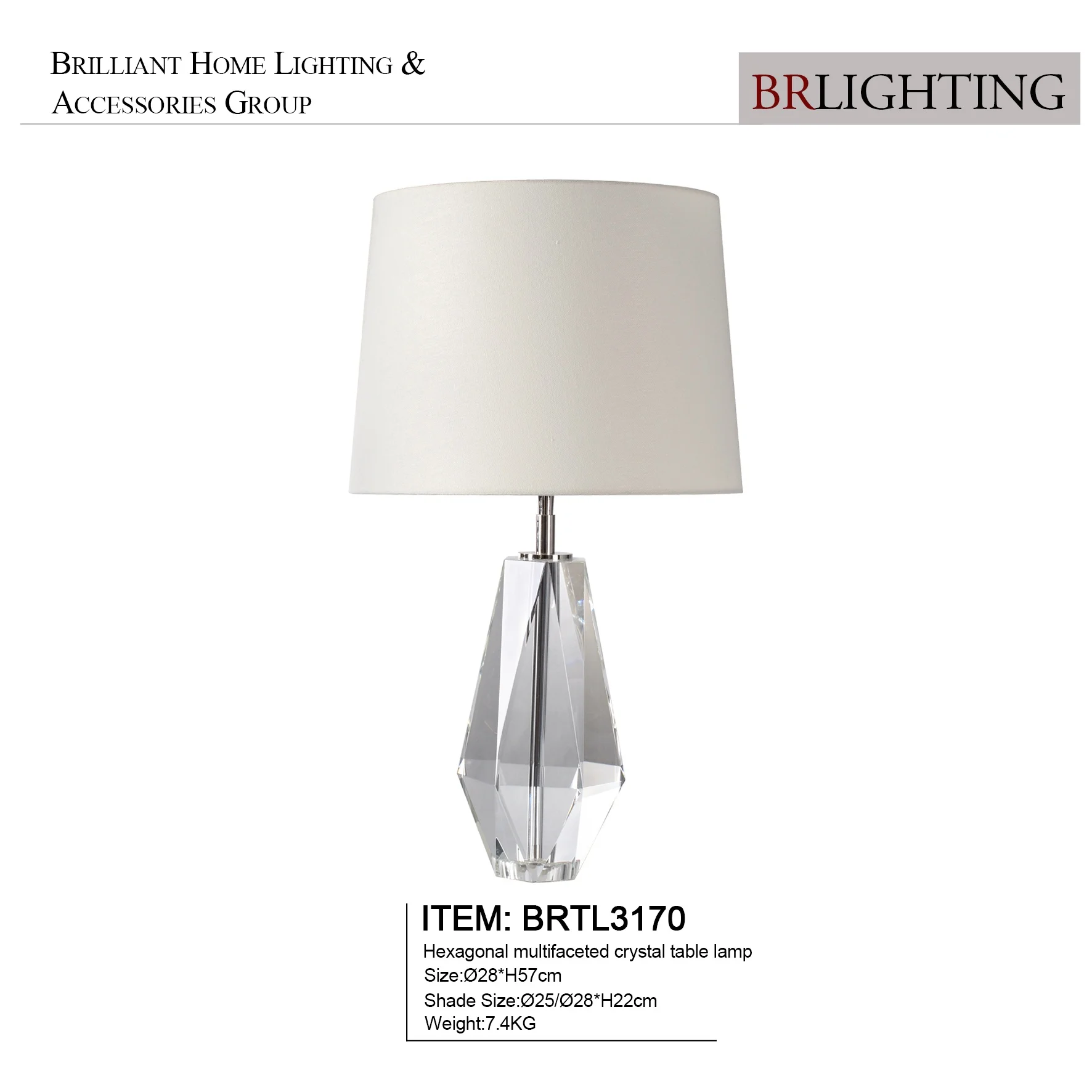 Designer Lighting Hexagonal Multifaceted Crystal Table Lamp For Dining Room