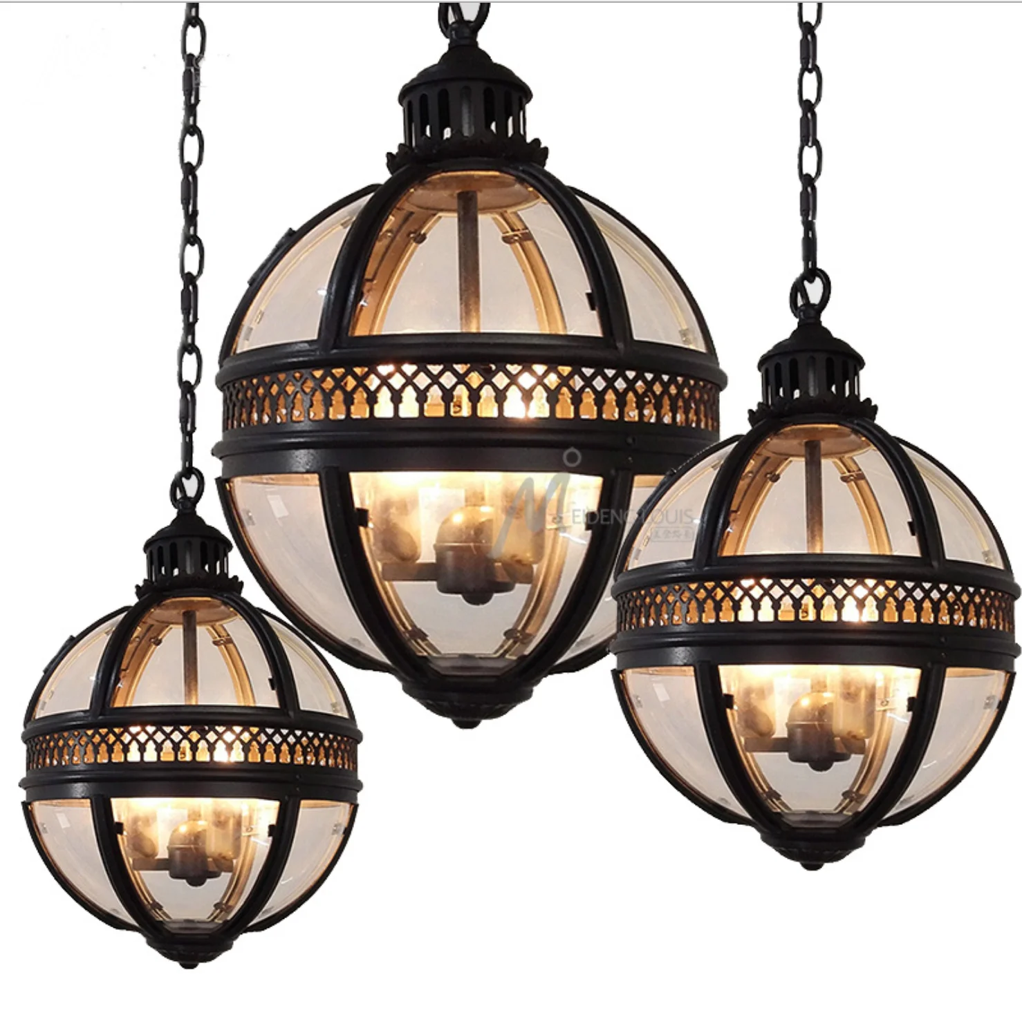 Traditional glass round Pendant Lamp Chandeliers Vintage Pendent Light