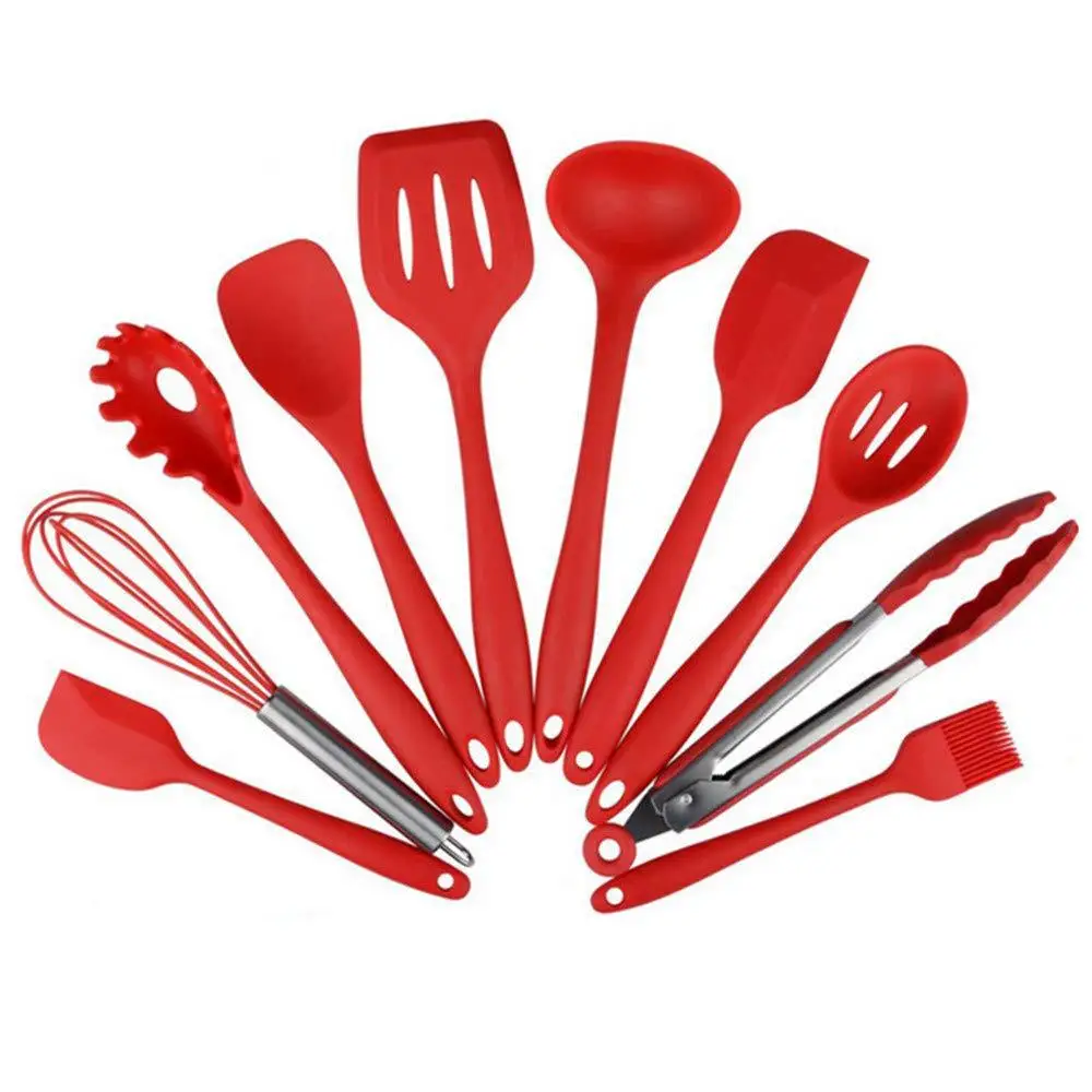 

Eco Friendly 10pcs Colorful Complete 100% High Quality Non Stick Best Selling Silicone Kitchen Cooking Utensils Set Accessories