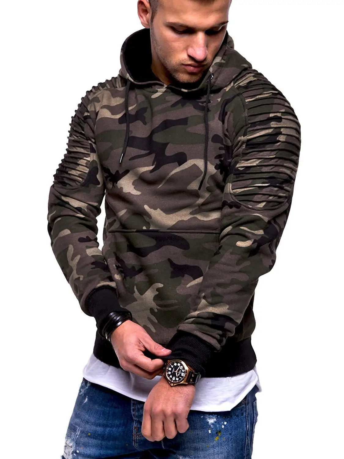 casual camouflage fleece pullover