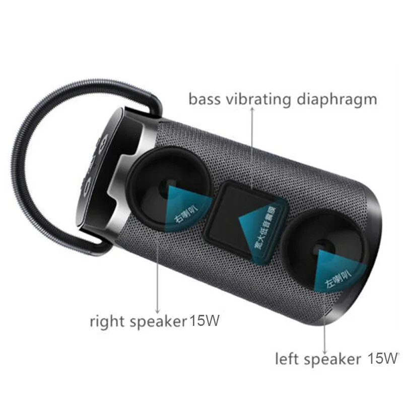 SIAKI 30W high power TG138 outdoor waterproof portable stereo wireless BT speaker car subwoofer support FM radio TF card - ANKUX.COM