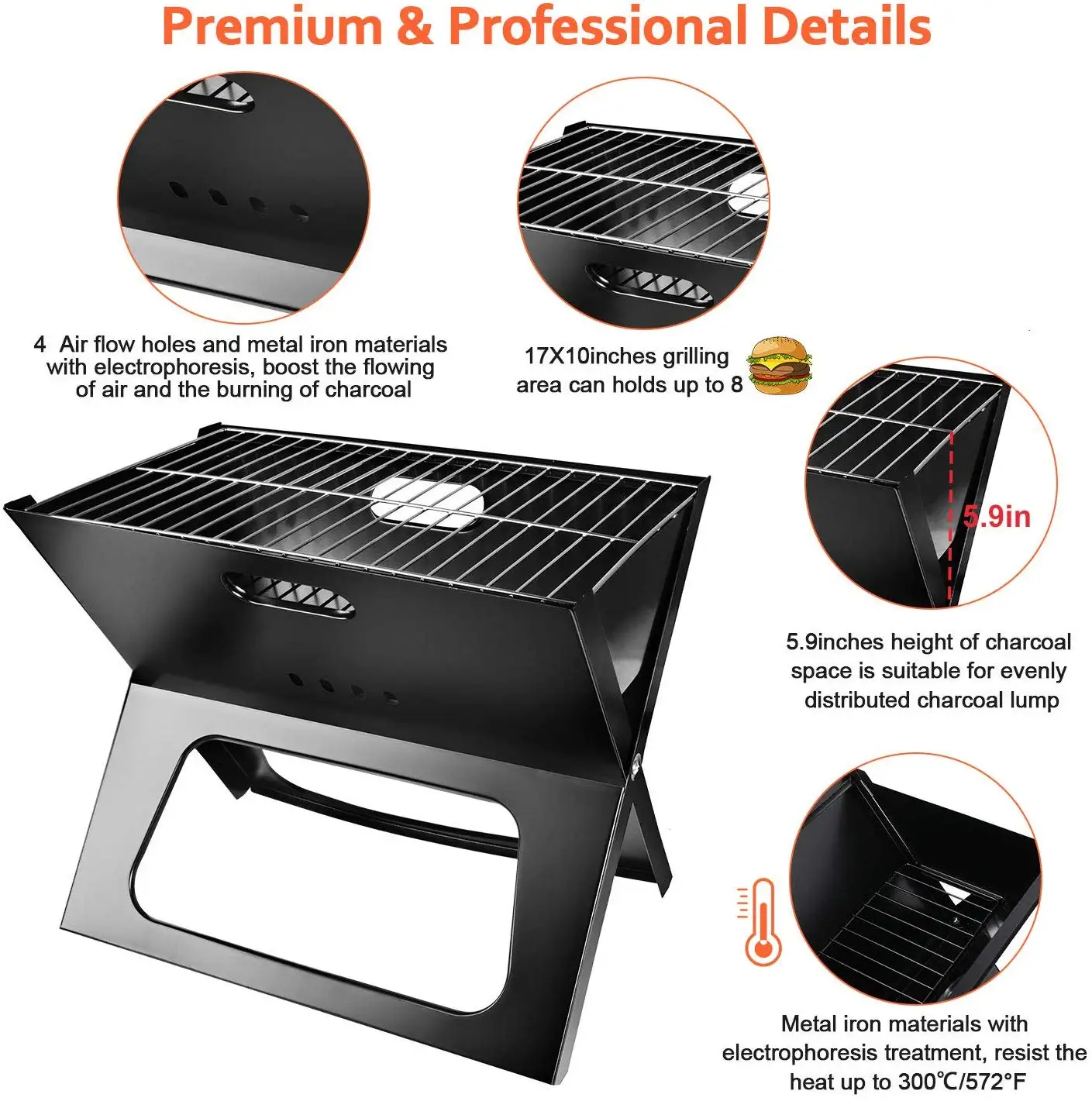 Household And Garden Use Portable Charcoal Barbecue Grill Laptop 