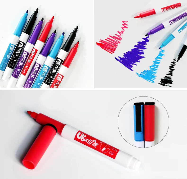 Youliyou Children's Whiteboard & Blackboard Erasable Pen with Black & Blue Ink Reusable 10x120mm supplier
