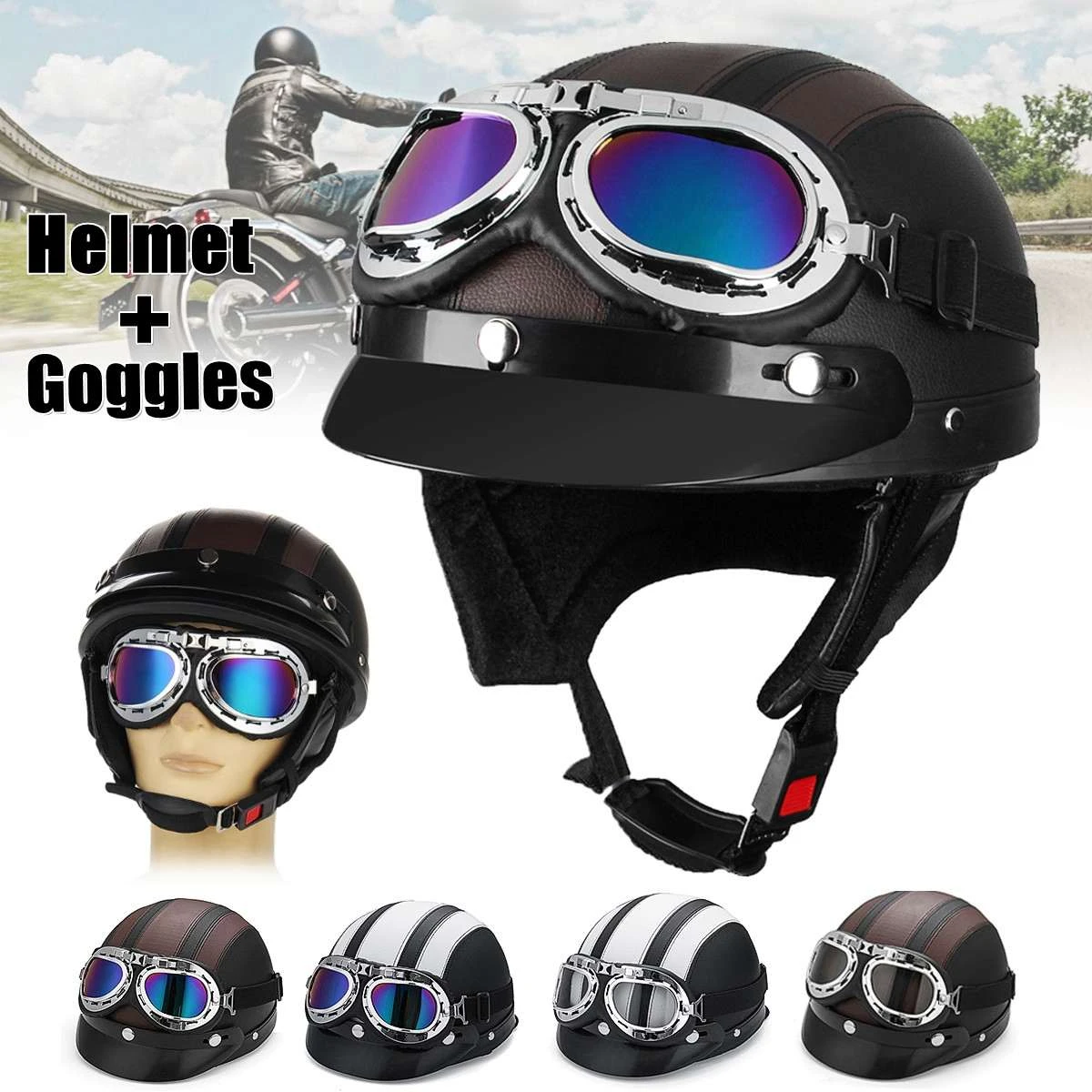 Motorcycle Half Face Helmet Thh Motorcycle Helmets Electric Bicycle Led