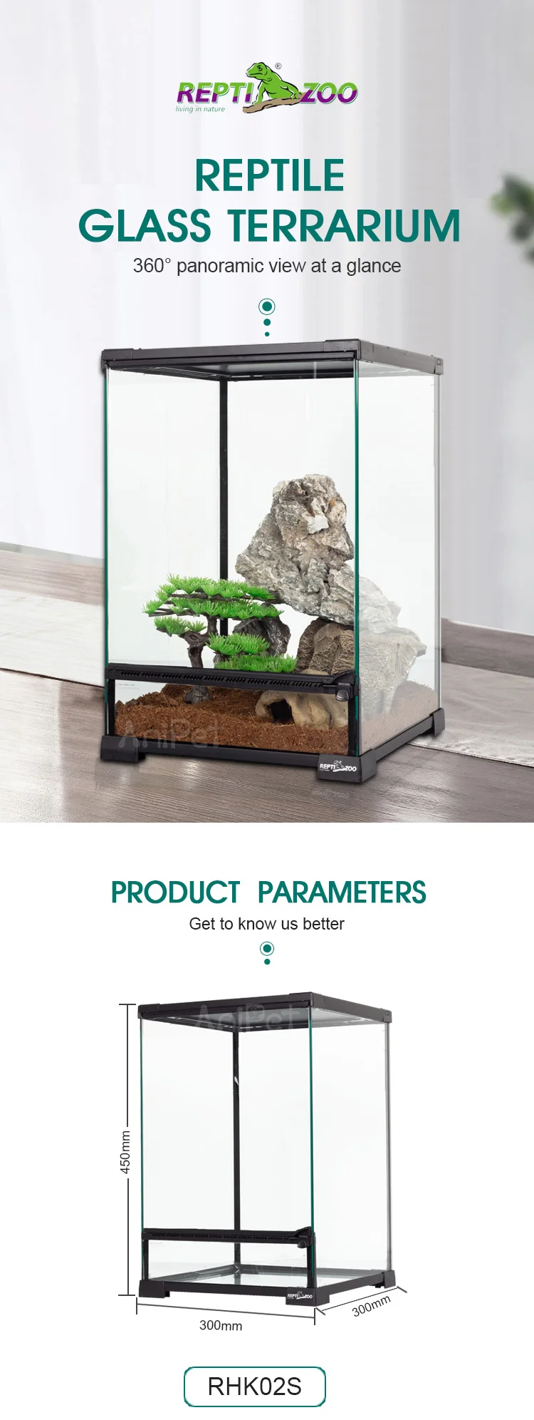 2020 New Style Small Size Reptile Tank Reptile Glass Terrarium For
