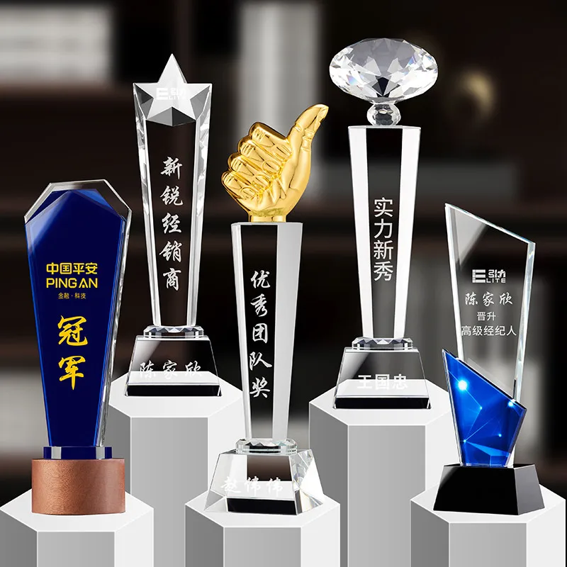 2025 New Style Crystal Glass Trophy Awards Metal and Acrylic Medal & Plaque UV Printing for Sports Events & Welcome Gifts details