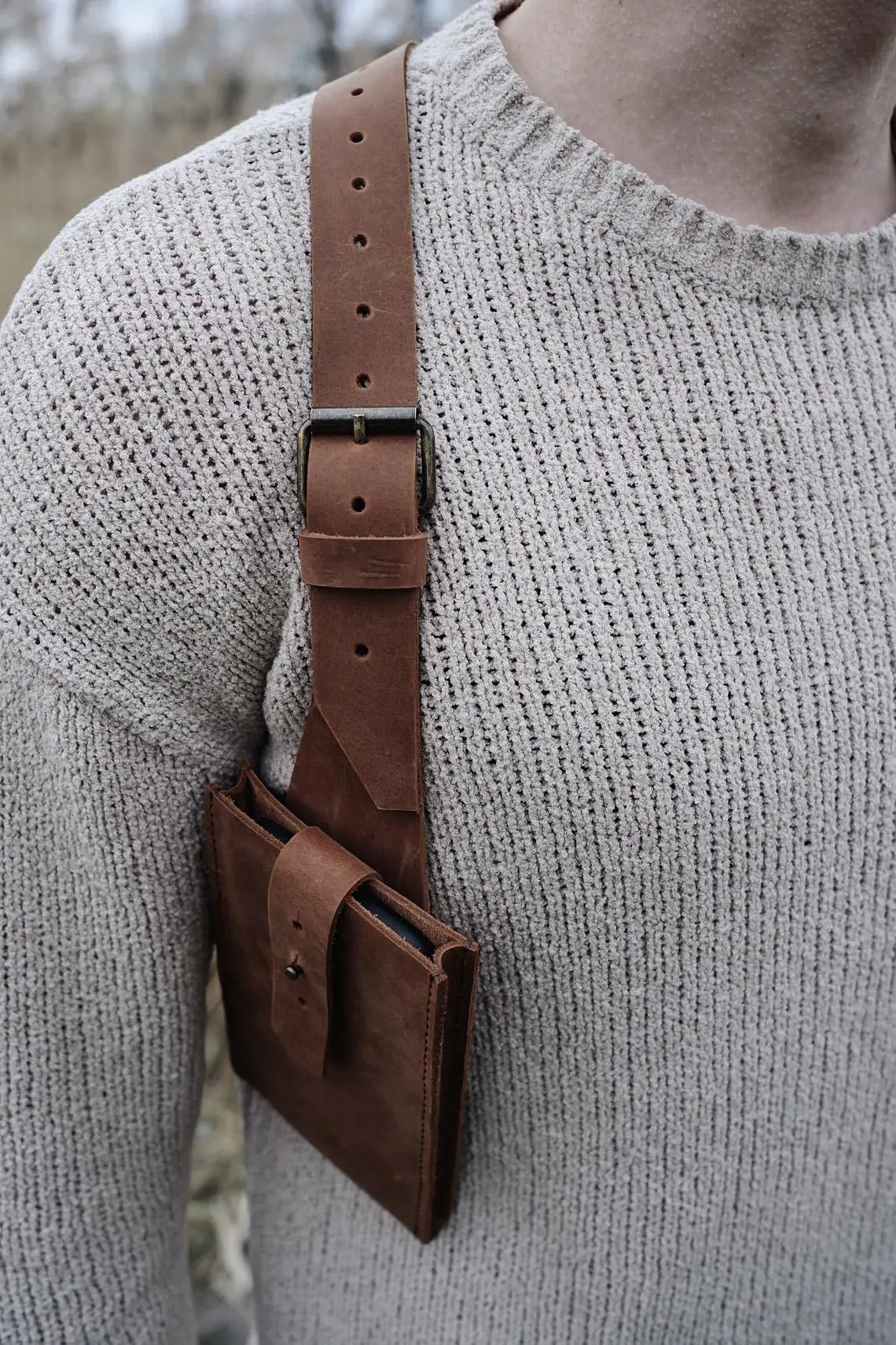  Borec1979 Leather shoulder holster, Holster bag, Handmade  leather holster, Utility vest, Leather tool belt, Weekender bag, Sling  bag, Hip bag, Fishing vest