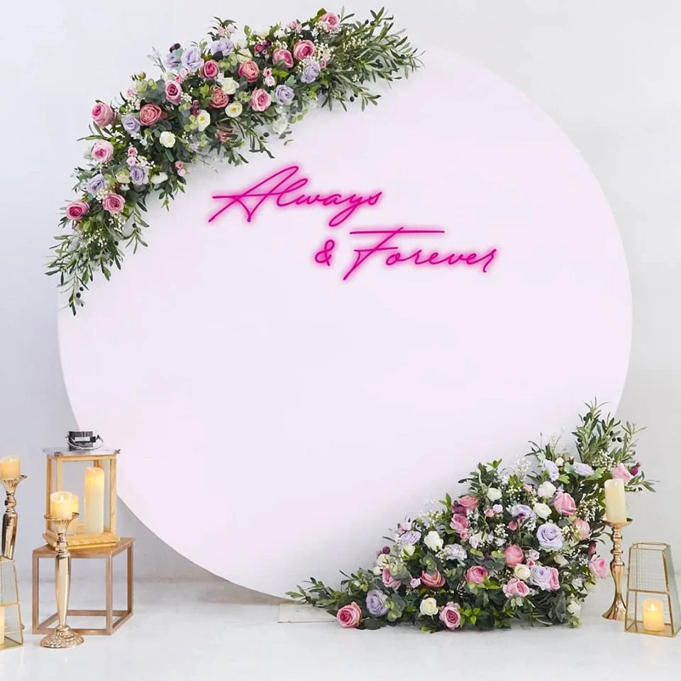 7ft Velvet Round Wall Backdrop Stand Wedding Event Stage Floral