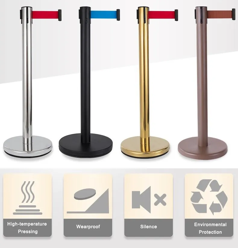 Factory Directly Metal Base Stainless Steel Isolation Belt Stanchion Pole