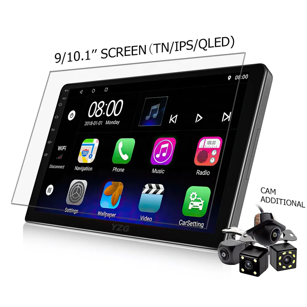 Internal view of 1 DIN Android head unit showing heatsink and Snapdragon SoC