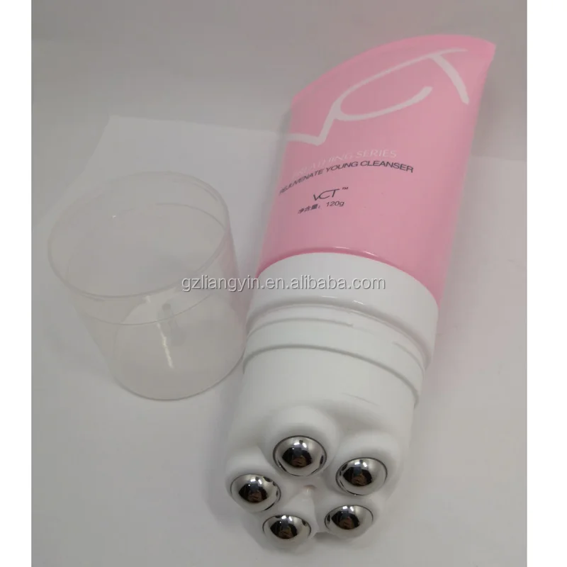 New Roll Ball Massage Pe Facial Cleanser Tube /empty Aluminum Plastic Round Cosmetic Soft Tube