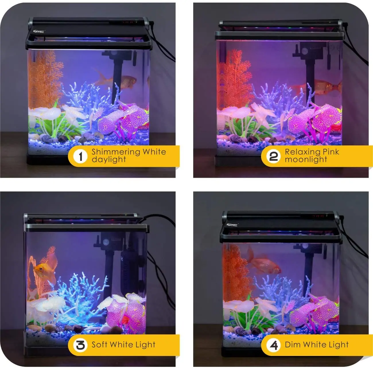 Hygger Smart 4 Gallon Fish Tank Small Desk Aquarium Starter Kit With