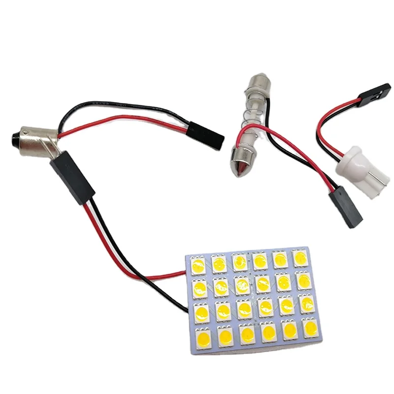 Car Interior Light 24 SMD 5050 LED T10 BA9S Dome Festoon Panel Lamp 12V