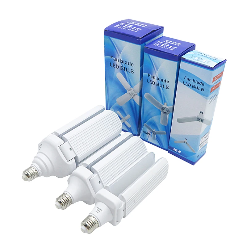 high brightness 30w 45w 60w novelty e27 led bulb light with 4 foldable fan blade buy fan blade led light e27 led blub light e27 fan blade shaped led