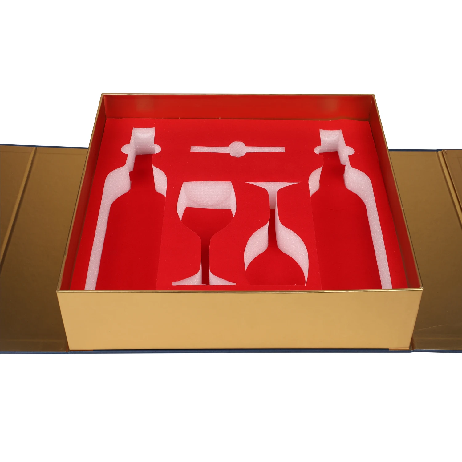 oem 蓝双酒瓶盒子定制礼品批发酒类包装盒用两杯和 eva 里面 2 瓶酒盒