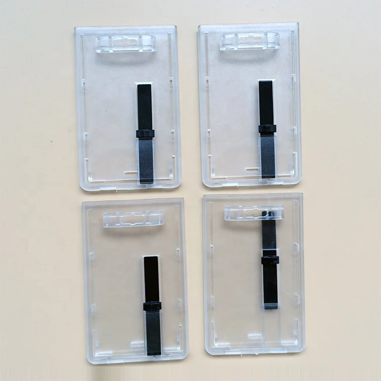 Vertical Hard Plastic Id Badge Holder Rigid Pc Polycarbonate Name Tag