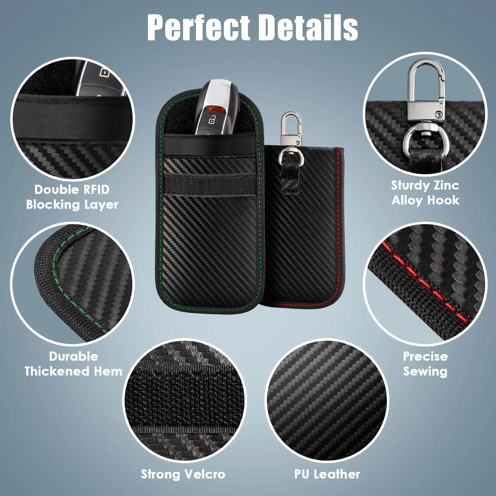 Carbon Fiber Faraday Key Fob Protector Compact Pocket Size Signal