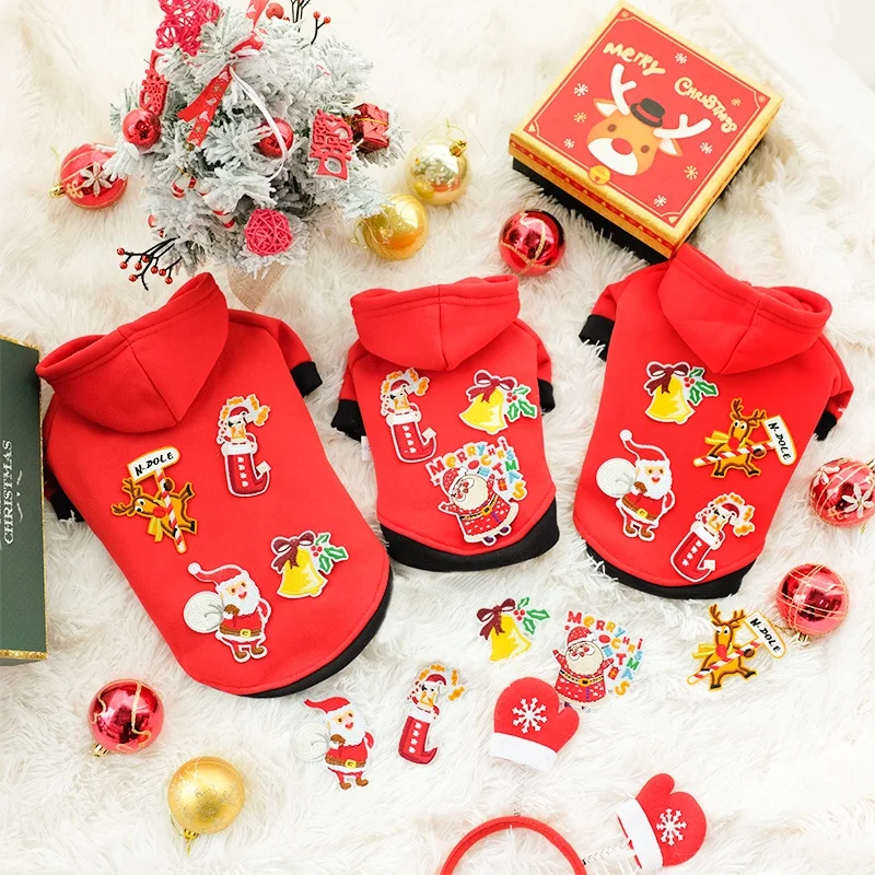 Winter Warm Dog Clothes Puppy christmas dog cotton clothes Embroidery print dog clothes