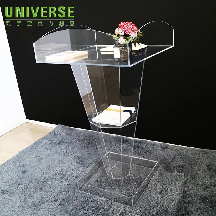 UNIVERSE shenzhen factory table lectern elegant plastic plexiglass me<em></em>tal wedding cheap clear acrylic podium