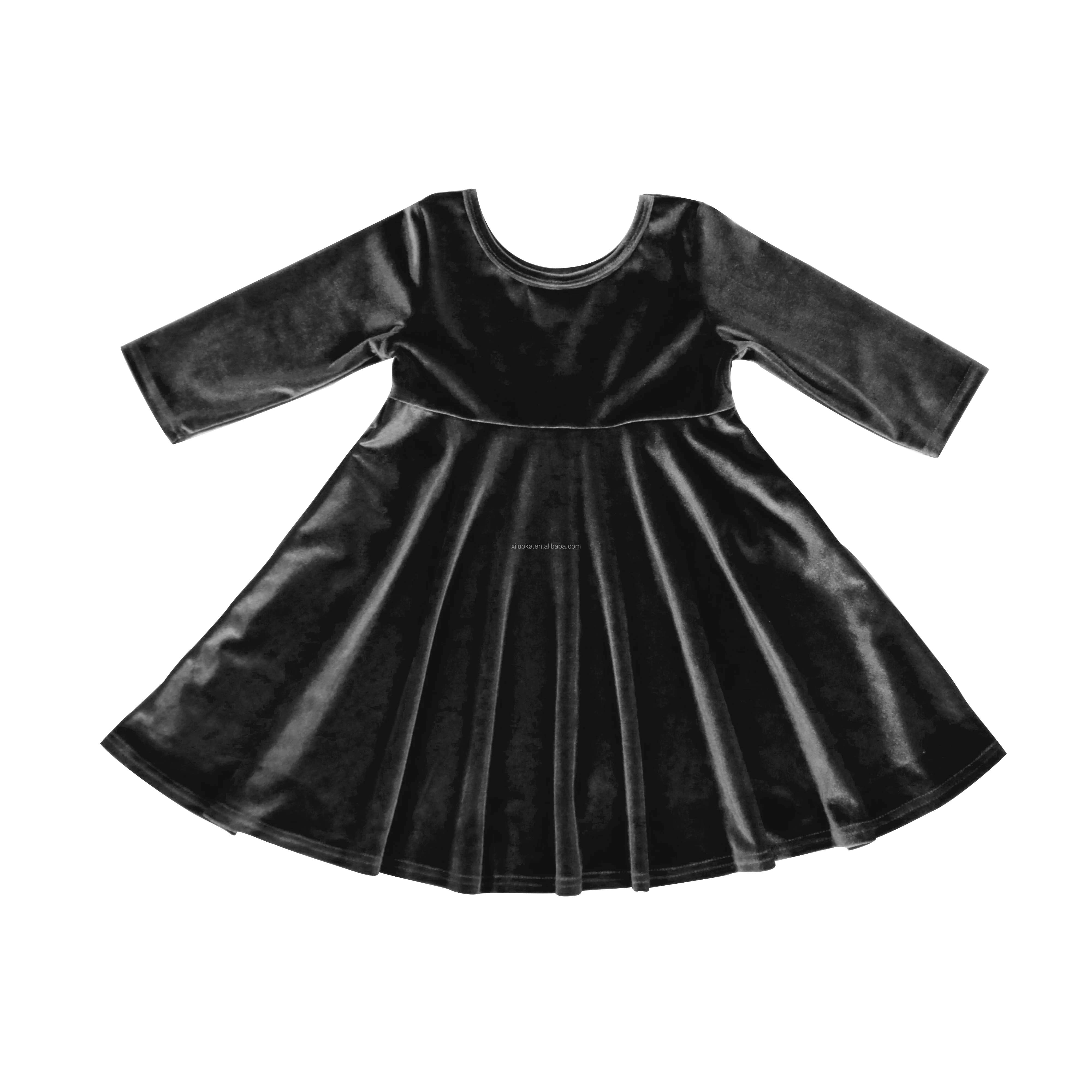 精品长袖儿童天鹅绒黑色儿童衣服女孩派对礼服 - buy clothes dresses