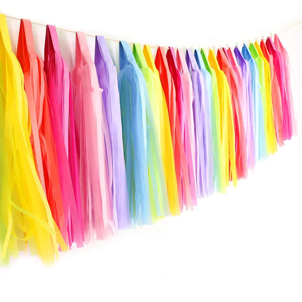 35pcs Rainbow Tissue Paper Tassels Garland Diy Birthday Party Garland ...