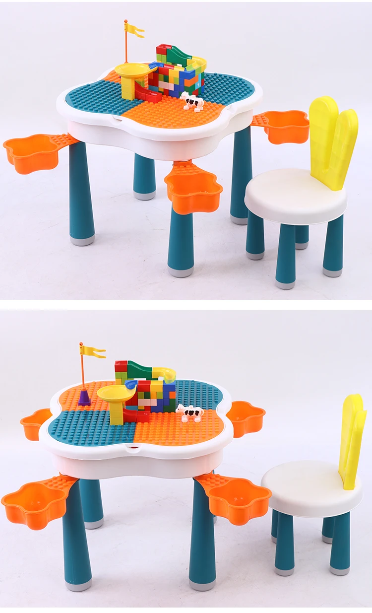 Game Reading Table for Preschool Baby Table and Chairs Set with Build Block
