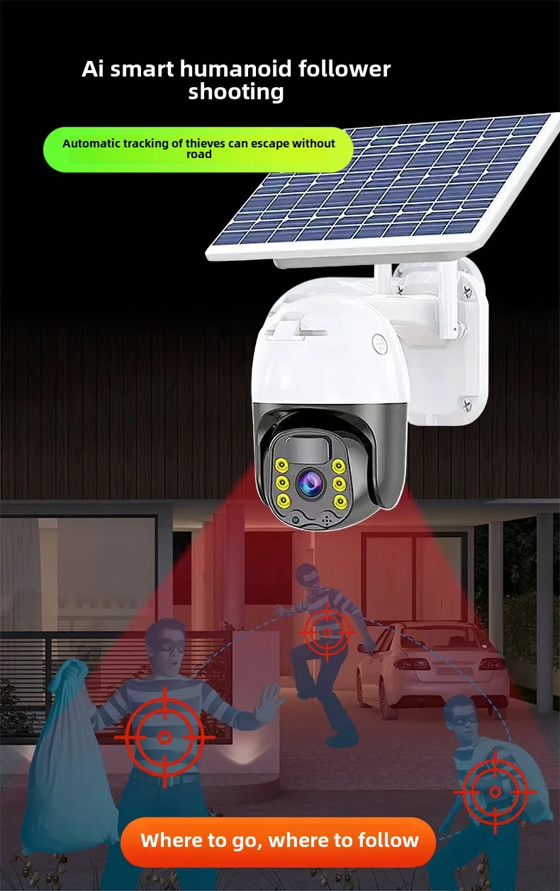 Cloudbirds V360pro 3MP IP66 Waterproof Solar Camera Outdoor Wireless Remote Surveillance Night Vision AI Tracking Supports Cloud