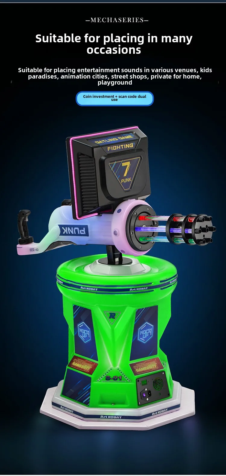 Children's Coin-Operated Gatling Shooting Video Game Machine for Mall Square Entertainment Centers and Game Cities