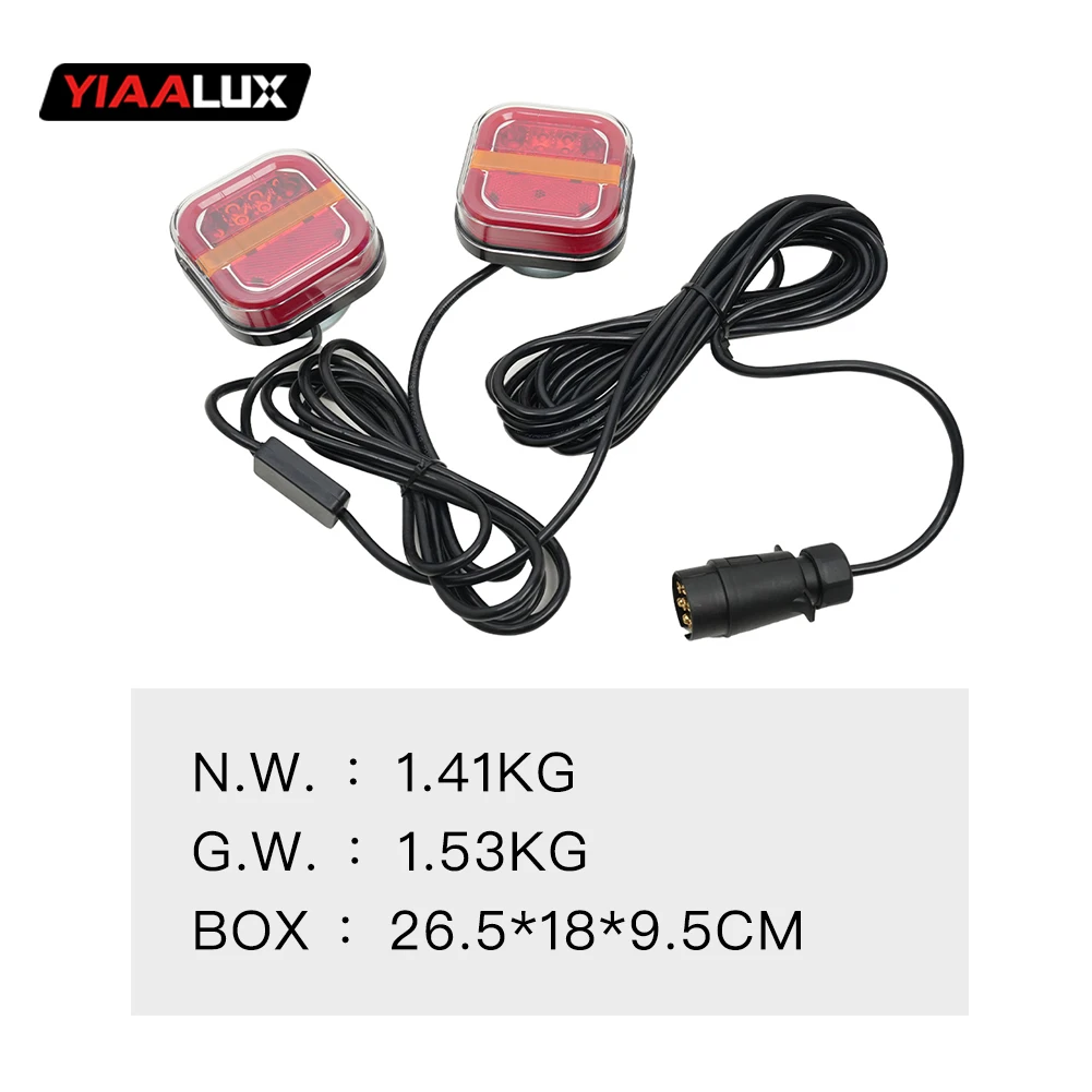 Square Rechargeable Truck Trailer Tail Lights Kit With Plug US 12V 24V Magnetic Mounting Rear Stop Signal Lamp for Truck Van details