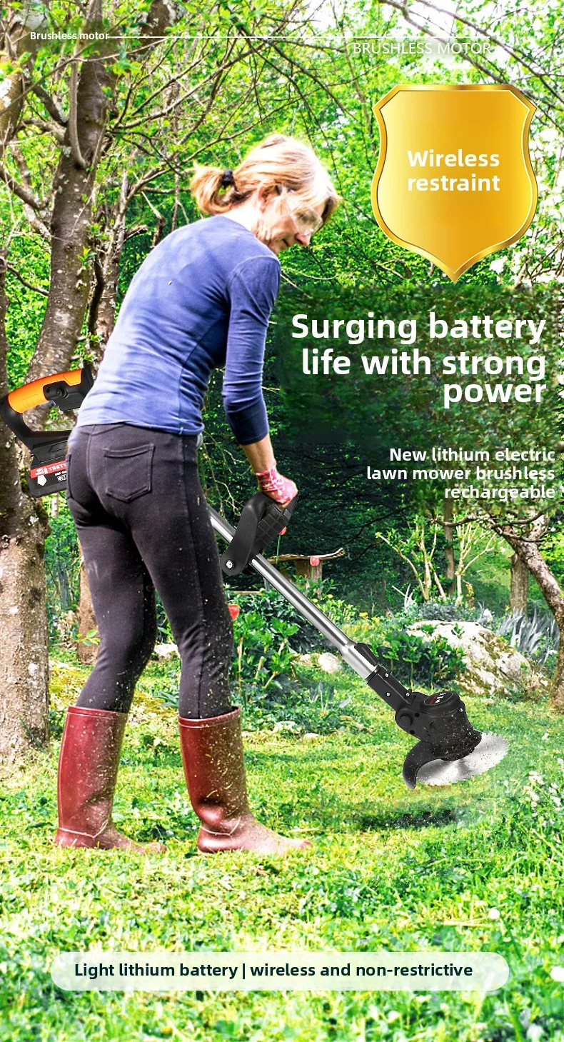 Rechargeable Household Small Lawn Mower with Lithium Battery 4-Stroke Industrial Grade Handheld Electric Garden Trimmer