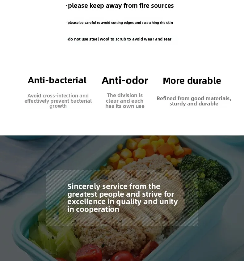 批发可折叠硅胶饭盒便携式保鲜微波炉安全塑料冰箱方形食品容器